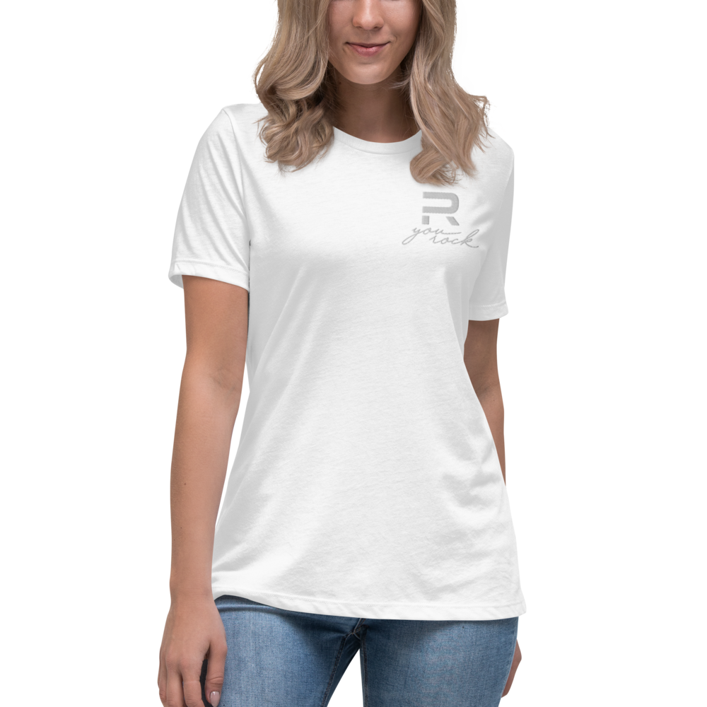 Embroidered Script Relaxed T-Shirt Color White | U-Rock Nation Apparel